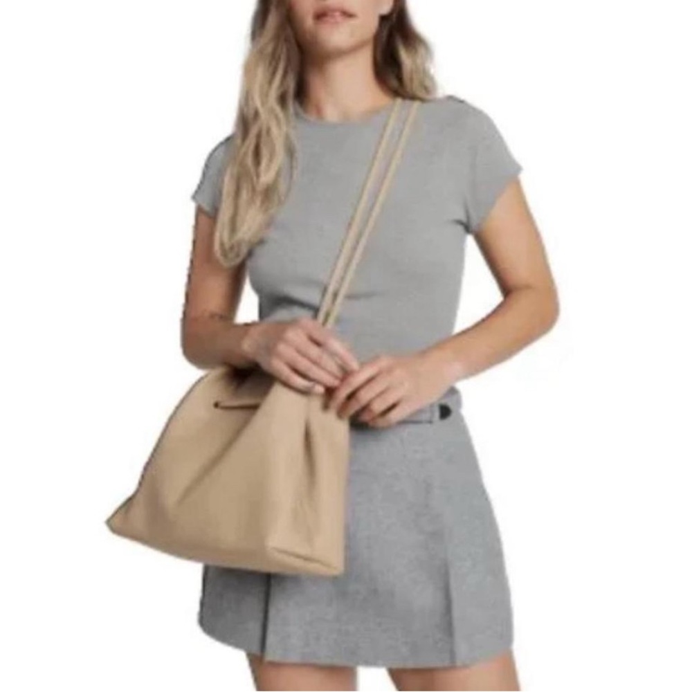 8 Other Reasons Faux Leather Slouchy Bucket Bag in Tan NEW